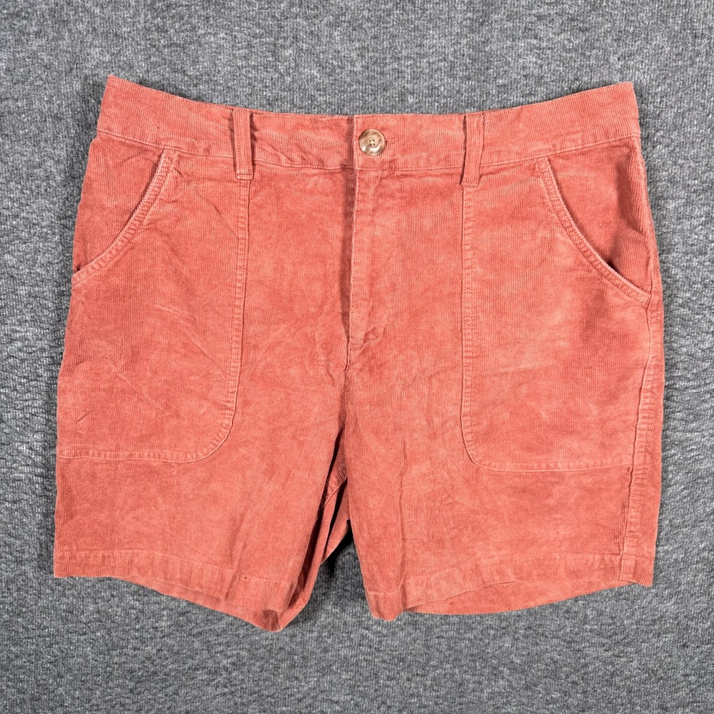 Marine Layer Corduroy Shorts Mens 33 Salmon Pink Coral Stretch 6" Inseam